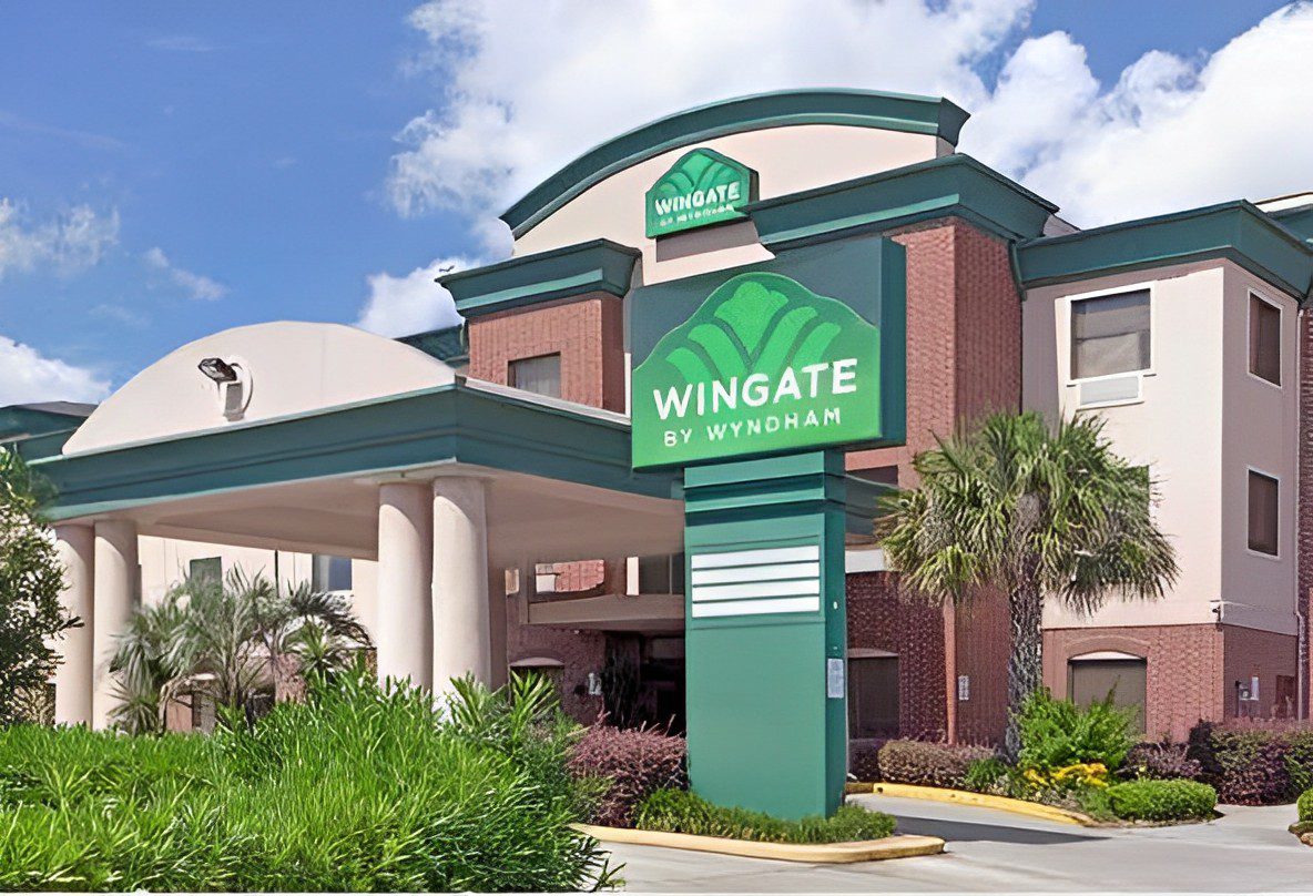 Exterior of Wingate Hotel and the exterior sign